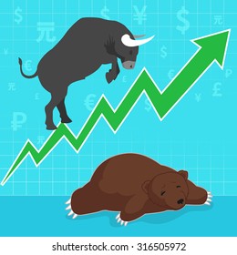 Stock market concept bull and bear