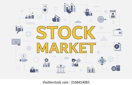 Stock Market Concept With Icon Set With Big Word Or Text On Center