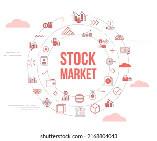 Stock Market Concept With Icon Set Template Banner And Circle Round Shape