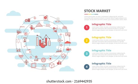 stock market concept for infographic template banner with four point list information