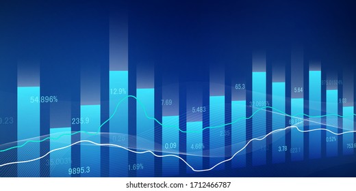 stock market crash caused by, economic graph with diagrams, business and financial concepts and reports, abstract blue technology communication concept vector background
