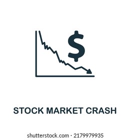 Stock Market Crash Icon. Monochrome Simple Line Economic Crisis Icon For Templates, Web Design And Infographics