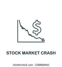 Stock Market Crash Icon. Monochrome Simple Line Economic Crisis Icon For Templates, Web Design And Infographics