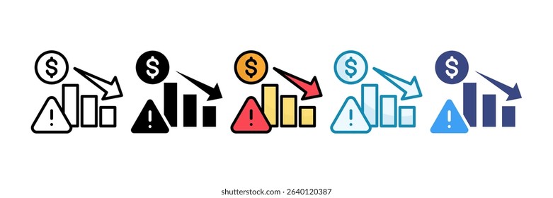 Stock Market Crash Icon Set Multiple Style Collection
