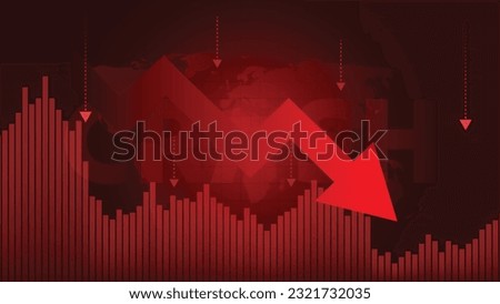Stock Market Crash Illustration with Decreasing Graph and Arrow Going Down  商業照片 © 