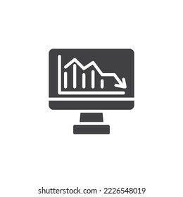 Stock market crash vector icon. Economy recession graph filled flat sign for mobile concept and web design. Financial crisis glyph icon. Symbol, logo illustration. Vector graphics