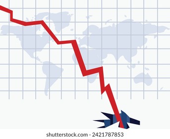 El mercado de valores cae en flecha y cae de gráfico que rompe la ilustración