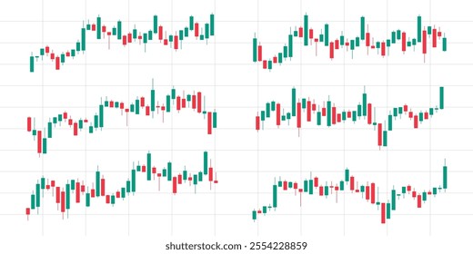 Stock market crypto Candlestick pattern in forex or stock market in green and red colors. Vector illustration