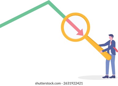 Stock market or Cryptocurrency decline, down turn or economic recession, market plunge signal,

