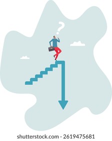 Stock market decline in crisis or bubble burst, investment or economic recession, career dead end or financial risk.character for design.