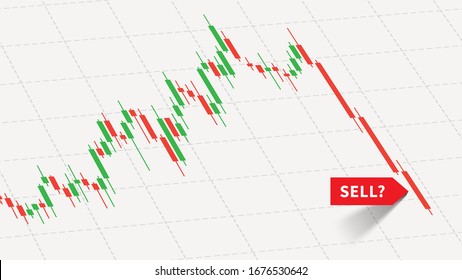 Stock market decline with sell signal vector illustration. Stock market quotes decline concept. Graph illustrating the collapse of the financial market.
 svg