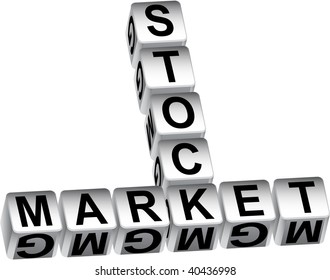 stock market dice message isolated on a white background.