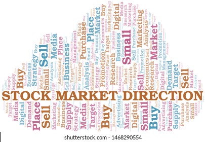 Stock Market Direction word cloud. Vector made with text only