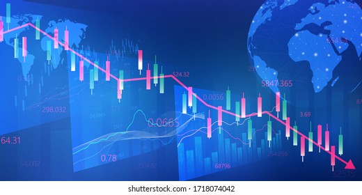 stock market, economic graph with diagrams, business and financial concepts and reports. abstract technology communication concept. vector background.