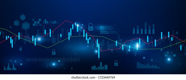 stock market, economic graph with diagrams, business and financial concepts and reports, abstract technology communication concept vector background