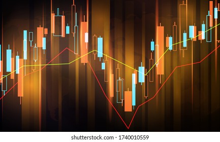 stock market, economic graph with diagrams, business and financial concepts and reports, abstract technology communication concept vector background