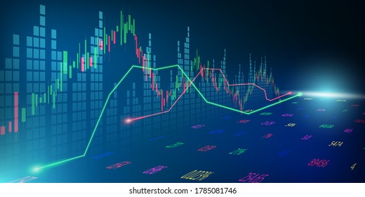 stock market, economic graph with diagrams, business and financial concepts and reports, abstract technology communication concept vector background