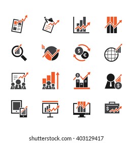 Stock Market Element Vector Icon Set On White Background