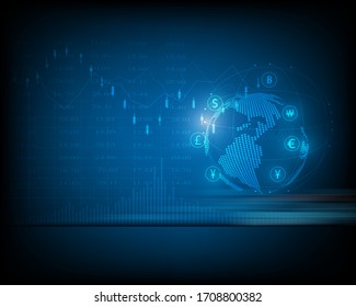 Stock market exchange analysis or forex graph business and finance