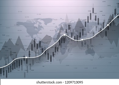 Stock market and exchange. Business Candle stick graph chart of stock market investment trading. Stock market data. Bullish point, Trend of graph. Vector illustration.