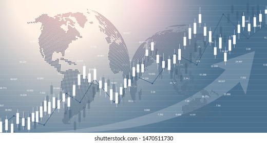 Stock market and exchange. Business Candle stick graph chart of stock market investment trading. Stock market data. Bullish point, Trend of graph. Vector illustration.