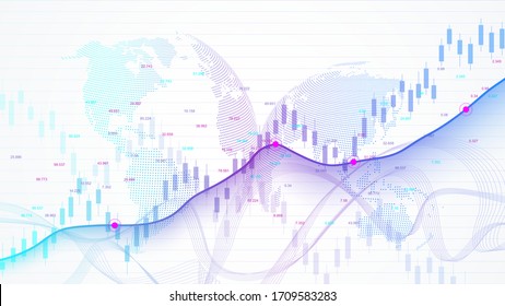 Stock market and exchange. Business Candle stick graph chart of stock market investment trading. Stock market data. Bullish point, Trend of graph. Vector illustration.