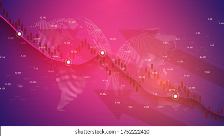 Stock market and exchange. Business Candle stick graph chart of stock market investment trading. Stock market data. Bullish point, Trend of graph. Vector illustration.