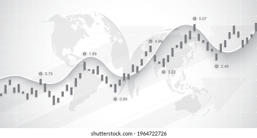 Stock market and exchange. Business Candle stick graph chart of stock market investment trading. Stock market data. Bullish point, Trend of graph. Vector illustration.