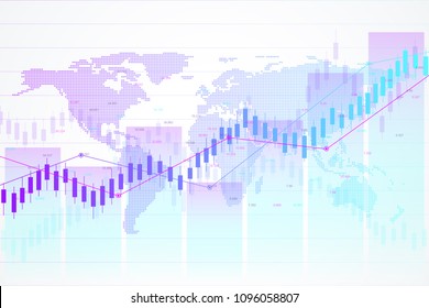 Stock market and exchange. Candle stick graph chart of stock market investment trading. Stock market data. Bullish point, Trend of graph. Vector illustration