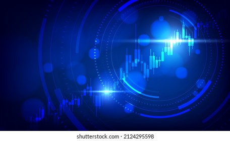 Stock market and exchange candlestick chart. Cryptocurrency concept of growth planning and business strategy background.