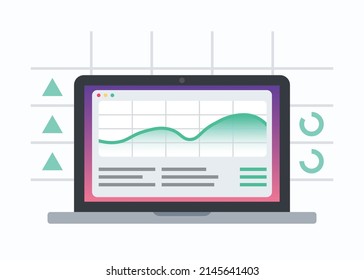 Stock market exchange concept. Successful investment on laptop display. Trading software website. Cryptocurrency, stocks and bonds.