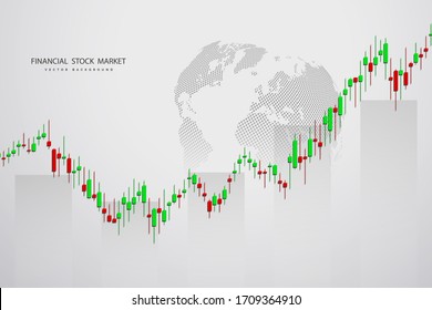 Stock market and exchange. Stock market data. Bullish point, trend chart. Vector illustration