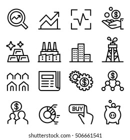 Stock market & Stock Exchange icon set in thin line style