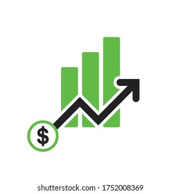 Stock Market, Stock Market Exchange, Recession, Economy, Money Sign Arrow Bar Graph Icon Vector Illustration Background