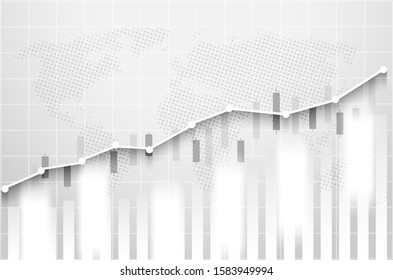 Stock market and exchange of world. Candle stick graph chart of stock market investment trading. White background. Vector.