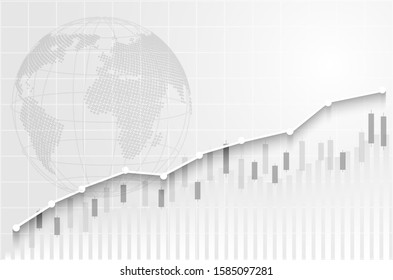 Stock Market And Exchange Of World. Candle Stick Graph Chart Of Stock Market Investment Trading. White Background. Vector.