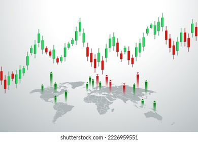 Stock market and exchange.Stock market data. Candlestick stick chart investment trading stock market.   Vector illustration