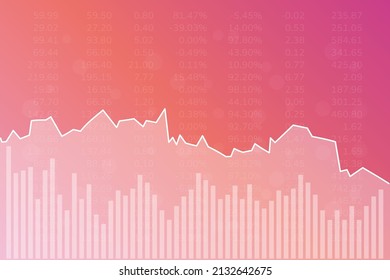 Stock market finance red background with numbers, line, chart. Global economy concept