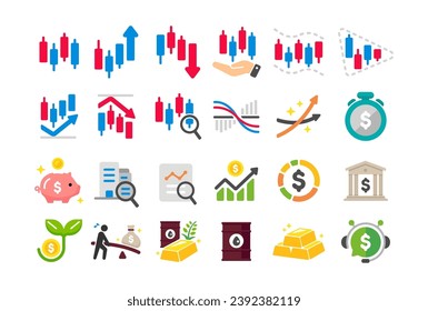 Stock market , financial investment vector icon set