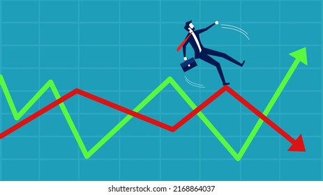 Stock market fluctuates. Unstable economic stock chart. vector illustration