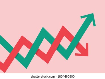 Stock Market Fluctuation Arrow. Graph Up And Graph Down Concept. Vector Illustration