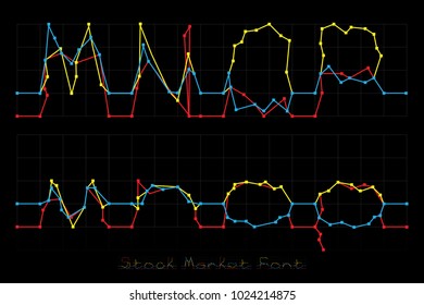 Stock Market Font - Letters M, N, O, P.