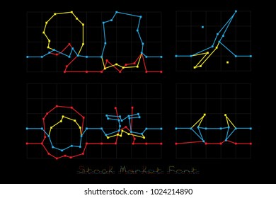 Stock Market Font - Numbers 9, 0, Social and Financial symbols
