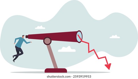 Stock market forecast downfall, vision to see future economic crisis or market crash.business concept.flat character.