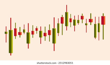 Stock market and forex candlestick charts. Stock commodity trading cryptocurrency trade chart graph. Flat design.