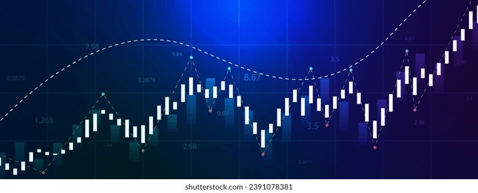 Stock market, forex chart, economic graph and business data for financial investment concept background. Vector illustration.