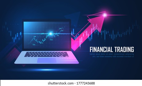 Stock market or forex online trading graph on notebook concept. Vector illustration