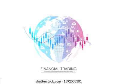 Stock market or forex trading business graph chart for financial investment concept. Business presentation for your design and text. Economy trends, business idea and technology innovation design