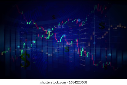 Stock Market Or Forex Trading Candlestick Graph In Graphic Design For Financial Investment Concept