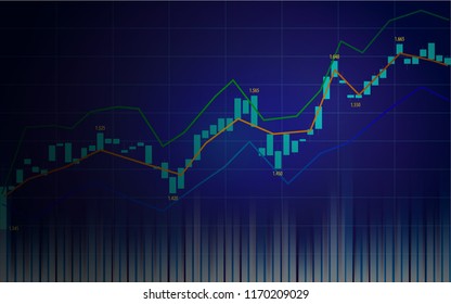 Stock market or forex trading chart with indicator in graphic design concept, vector illustration